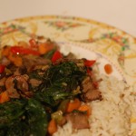 The finished sukiyaki on a china plate