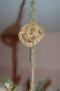 Rope Christmas Ornament as 3 interlocked rings