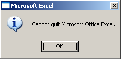 Windows message box Cannot quit Microsoft Office